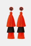 Xpoko Back to school Baeds Detail Triple Layered Tassel Earring