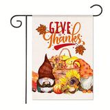 Xpoko Thanksgiving Themed Garden Banner Simple Harvest Pumpkin Gnome Alphabet Garden Decoration Banner 30*45Cm（11.81IN*17.71IN）
