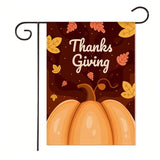 Xpoko Creative Thanksgiving Themed Garden Flag Pumpkin Alphabet Print Yard Decor Festive Banner 30*45Cm（11.81IN*17.71IN）