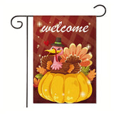 Xpoko Creative Thanksgiving Themed Garden Flag Pumpkin Alphabet Print Yard Decor Festive Banner 30*45Cm（11.81IN*17.71IN）