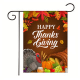 Xpoko Thanksgiving Collection Garden Flag Letter Pumpkin Gnome Print Festive Yard Decoration Banner 30*45Cm（11.81IN*17.71IN）