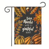 Xpoko Thanksgiving Themed Garden Flag Autumn Harvest Scene Pumpkin Maple Leaf Yard Decoration Banner 30*45Cm（11.81IN*17.71IN）