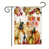 Xpoko Autumn Thanksgiving Themed Garden Flag Harvest Scene Lettering Garden Decoration Banner 30*45Cm（11.81IN*17.71IN）