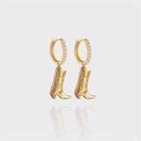 Xpoko 2024 New Fashion Woman Style Earring ElegantCowboy Boot Hoops