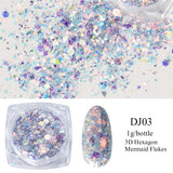 Sparkly Mirror Butterfly Sequin Nail Flakes Holographic Glitter Heart Star Aurora 3D Nail Paillette Decoration Design GLHB01-04