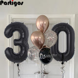 8pcs/lot 30th 40th 50th 60th Birthday Party 32 inch Jumbo Black Number Balloons 12inch Rose Gold Baloon Birthday Party Supplies