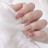 Xpoko 24pcs Rhinestone Design Fake Nails Shiny Bridal Women Lady party nail DIy Decorations Press On nail Tips False Nail Patch