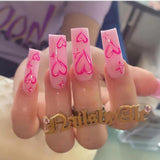 24pcs/Box Fake Nails French Extra Long Butterfly Full Cover Ballerina False Nails Leopard DIY Glue Press On Nails Wave Design