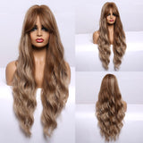 Long Wavy Ombre Blonde White Synthetic Wigs for Women Cosplay Daily Party Middle Part Hair Wigs High Temperature Fiber