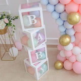 Alphabet Custom Transparent Box Boy Girl Baby Shower Balloon Box 1st Birthday Balloons Latex Ballon Wedding Birthday Party Decor