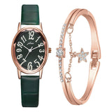 Xpoko Fashion Women Watches Elegant Leather Band Bracelet Rhinestone Designer Ladies Quartz Wrist Watch Dress Black Clock Montre Femme