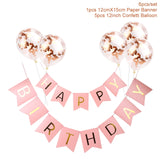 Happy Birthday Decorations Girls Rose Gold balloon Disposable Tableware Baby Shower One Year 1st Birthday Party Decorations