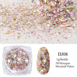 Sparkly Mirror Butterfly Sequin Nail Flakes Holographic Glitter Heart Star Aurora 3D Nail Paillette Decoration Design GLHB01-04