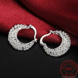 925 Sterling Silver Hollow Flower Circle Small Hoop Earrings For Women Sleeper Earrings 2021 Trend Wedding Jewelry Gift GaaBou