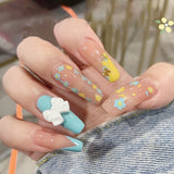 24PCS Love Heart False Nail Patch Sweet Style Women Removable MId Length Full Cover Manicure Tool False Nail Patch with Glue