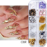 12Grid Gold Foils Gorgeous Nails Glitter Flakes Paillette Chip Aluminum Nail Design Shinny Nail Art Decoration Accessories GL950