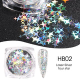 Sparkly Mirror Butterfly Sequin Nail Flakes Holographic Glitter Heart Star Aurora 3D Nail Paillette Decoration Design GLHB01-04