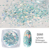 Sparkly Mirror Butterfly Sequin Nail Flakes Holographic Glitter Heart Star Aurora 3D Nail Paillette Decoration Design GLHB01-04