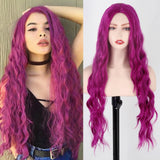 Xpoko Wigs Long Wave Hairstyle Wigs Middle Orange Black Wig Heat-Resistant Fiber Wig For Women Cosplay
