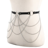Xpoko Pentagram Body Chain Jewelry Sexy Waist Belt With Chains  Festival Fashion Party Jewelry For Women Girls Gothic Accessories