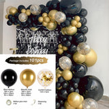 Black Gold Balloon Garland Arch Confetti Latex Baloons Graduation Happy 30th 40th 50th Birthday Party Decor Adults Baby Shower