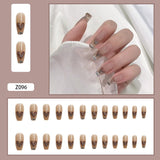 24pcs Gradient Cherry False Nails Tips Coffin Press On Nail with Butterfly Print Design Girl DIY Nail Patch Removable Fake Nails