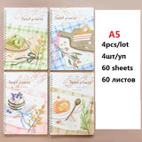 back to school Cute 4pcs/lot A5 Spiral notebook 60 sheets stationery notepad horizontal line for Office School Stationery Supplies