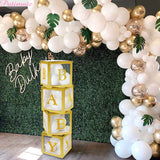 Gold Name Box Balloon Box Girl Boy Baby Shower Decorations Baby 1st Birthday Party Gift Babyshower Christening Wedding Supplies