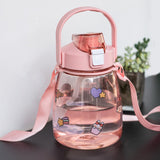 back to school New High Capacity Cute Plastic Water Bottle With Straw Strap Portable Travel Tumbler Girls Child Kawaii Cup Drinks Mugs BPA Free