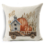 Xpoko Thanksgiving Pillow Cover Pumpkin Cushion Cover Linen Farmhouse Decor Pillow Case Home Decor Sofa Car 45CM*45CM