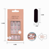 Xpoko 24PCS/Box Fashionable Oval Elegent Fake Nails Solid Red Brown Press On Lady Detachable Wearable For Daily Wear Nail Tips