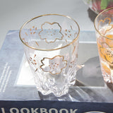 Creative Gold Sakura Cup Crystal Water Glass Transparent Drinking Glass Household Cup Fashion Set