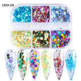 6pcs Rose Gold Nail Glitter Holographic Dip Powder Set Nail Art  Polishing Chrome Pigments Mirror Nail Polish Dust GL1539-NEW