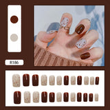 24pcs Multi-type Wear Short Paragraph Long Paragraph Fashion Manicure False Nails Full Cover Wearable Coffin Fake Nail Ballerina