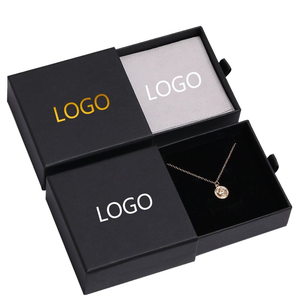 Wholesale 100PCS/lot Custom Jewelry Drawer Box with Logo Slide Gift boxes Ring Earring Necklace Customized Color Size Luxury