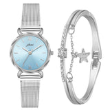 2021 NEW Women Watch Fashion Silver Dial Luxury Ladies Wristwatch Silver Mesh Strap Female Clock Watch For Women Relogio Mujer