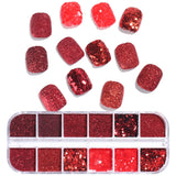 12Grids Sugar Nail Powder Red Sand Coating Shiny Dipping Glitter Powder Mixed Hexagon Sequins Design Manicure Flakes Dust GLRD05