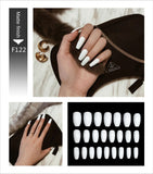 Clear Brown Faux Ongles Couleur Short Stiletto Almond Shape Fake Nails Set With Glue Sticker Glossy Impress Press On Nails False