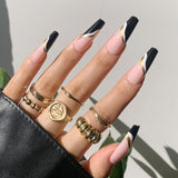 Xpoko Long Coffin False Nails DIY French Ballerina Fake Nails Women Full Cover Nail Tips Press On Nails With Glue Nails Accessories