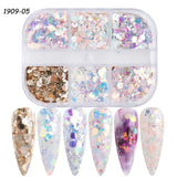 3D Fluorescent Nail Glitter Flakes Set Holographic Powder Sequins Paillette Manicure Nail Art Pigment Decoration Tools GLSP