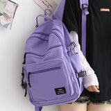 Xpoko Waterproof Nylon Women Backpack Unisex Multi-Pocket Laptop Backpack Large Capacity Student School Backpack For Girls Bookbags