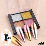 Xpoko 1 Set Mirror Laser Nail Glitter Powders Solid Holographic Chrome Pigment Dust Metallic Nail Art Decoration With Brush GL1933