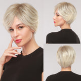 Synthetic Short Straight BOb Wigs with Bangs for Women Girls Natural Ombre Black Brown False Hair Heat Resistant Fiber