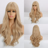 Long Wavy Ombre Blonde White Synthetic Wigs for Women Cosplay Daily Party Middle Part Hair Wigs High Temperature Fiber