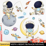 Space Astronaut Wall Stickers for Kids Room Kindergarten Wall Decoration Removable Vinyl PVC Cartoon Wall Decals Home Decor