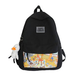 Cartoon Print Girls High School Bag Student Shoulders Backpack Kawaii Pendant Women Bagpack 2021 Mochila Mujer Bolsa Casual