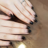 Xpoko 24Pcs Black Gradients Wear Long Paragraph Fashion Manicure Patch False Nails Save Time Wearable Nail Patch NE