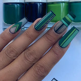 Green Grid Designs Extra Long Ballet Coffin Press on Nails W047