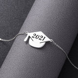 Class of 2022 Graduate Necklace Jewelry Gold Silver Color Stainless Steel Graduation Hat Pendant Necklaces With Card Gifts