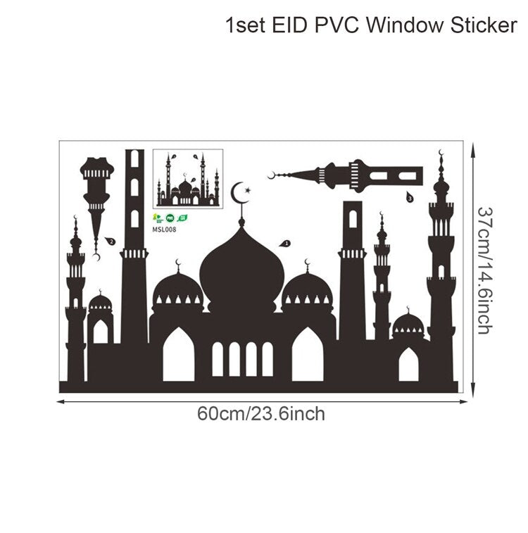 Eid Mubarak Window Sticker Ramadan Decoration For Home Islamic Muslim Party Supplies Ramadan Kareem Wall Stickers EID Al Adha